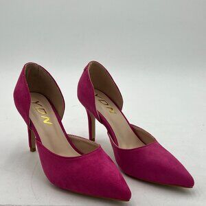 YDN Women Classic Mid Heels D'Orsay Pumps Suede Pointed Toe Slip On Dressy